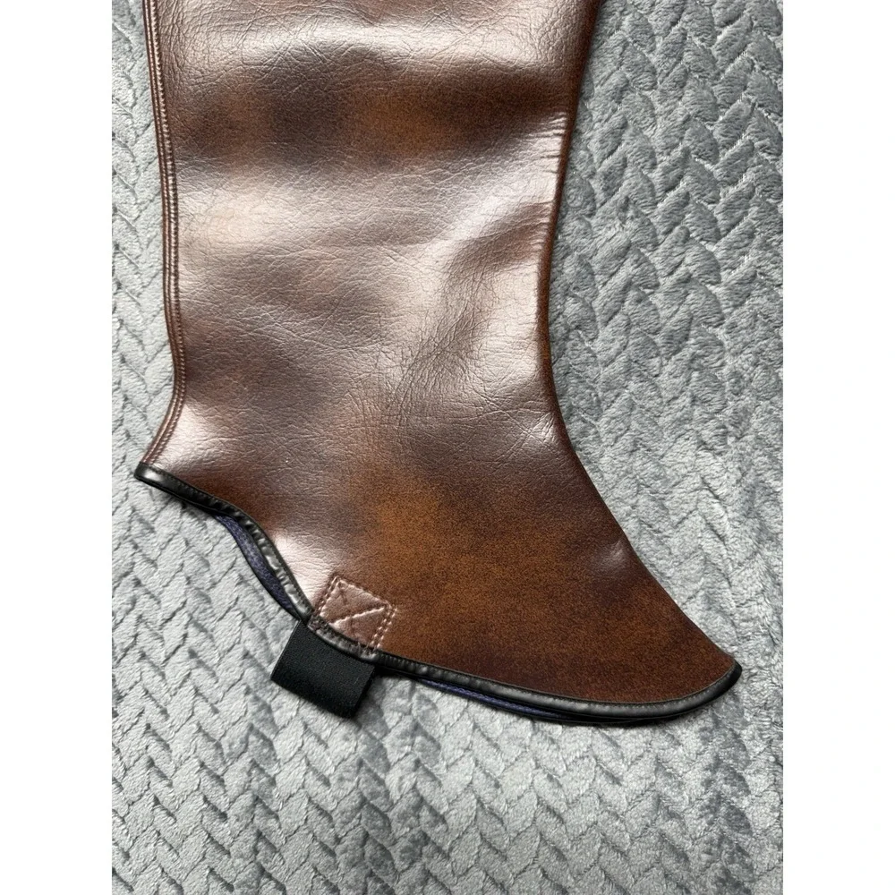 VTG Tweedie Bootops Gaiters Faux fur Trim Brown Overshoe Equestrian XL‎ READ